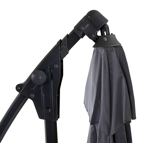 Deluxe Ampelschirm Sonnenschirm rund Ø3m Polyester Alu/Stahl 14kg mit Ständer anthrazit