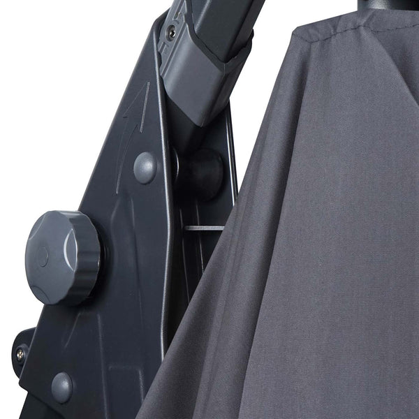 Deluxe Ampelschirm Sonnenschirm rund Ø3m Polyester Alu/Stahl 14kg mit Ständer anthrazit