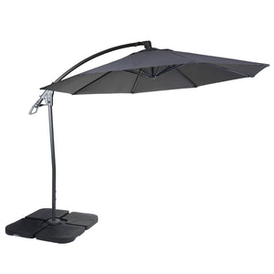 Deluxe Ampelschirm Sonnenschirm rund Ø3m Polyester Alu/Stahl 14kg mit Ständer anthrazit