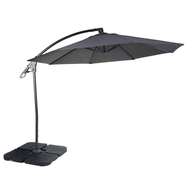 Deluxe Ampelschirm Sonnenschirm rund Ø3m Polyester Alu/Stahl 14kg mit Ständer anthrazit