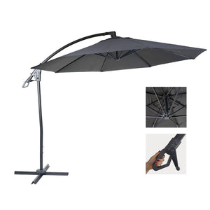 Deluxe Ampelschirm Sonnenschirm rund Ø3m Polyester Alu/Stahl 14kg ohne Ständer anthrazit