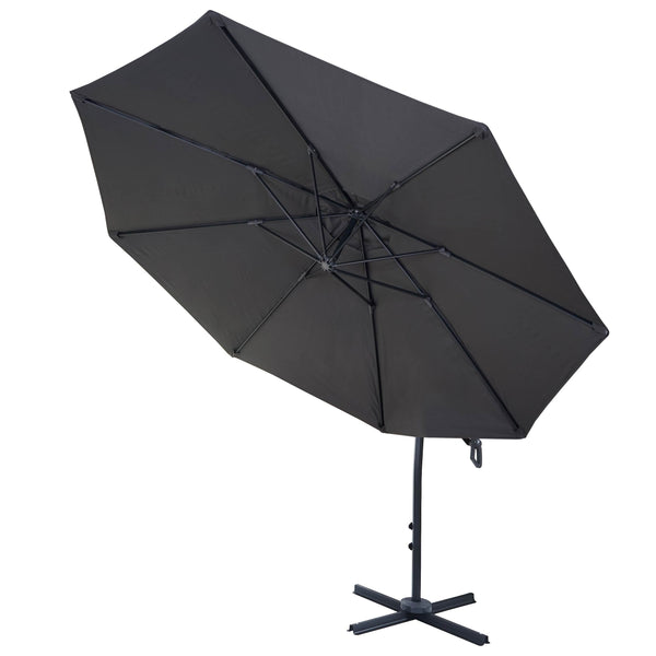 Deluxe Ampelschirm Sonnenschirm rund Ø3m Polyester Alu/Stahl 14kg ohne Ständer anthrazit