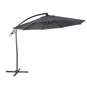 Deluxe Ampelschirm Sonnenschirm rund Ø3m Polyester Alu/Stahl 14kg ohne Ständer anthrazit