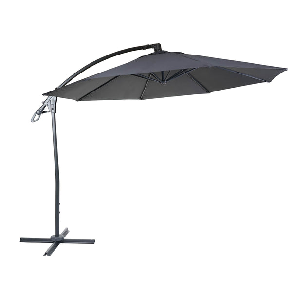 Deluxe Ampelschirm Sonnenschirm rund Ø3m Polyester Alu/Stahl 14kg ohne Ständer anthrazit