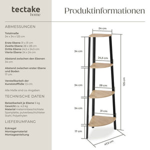 Eckregal Newbridge 34x34x125cm Industrial Holz hell, Eiche Sonoma