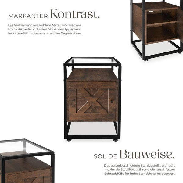 Nachttisch Kidderminster 40x43x60,5cm Industrial dunkelbraun