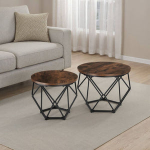 2er Set Couchtisch Benham Industrial Holz dunkel, rustikal