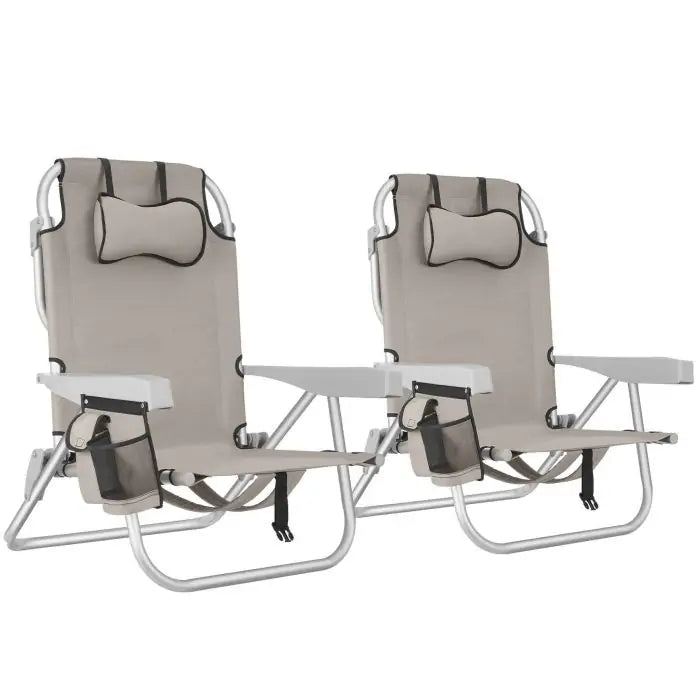 Aluminium Strandstuhl Coral beige 2er Set