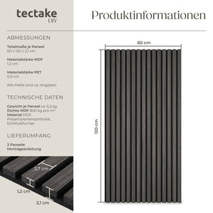 Akustikpaneele Sonic Wall Eiche schwarz 2er Set