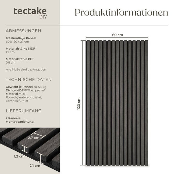 Akustikpaneele Sonic Wall Eiche schwarz 2er Set