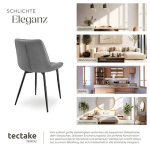 Ensemble de 8 chaises Monroe, aspect velours, grises 