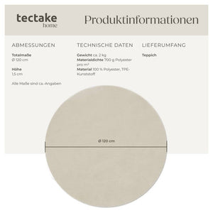 Tapis à poils courts Soft Zone beige Ø 120 cm 