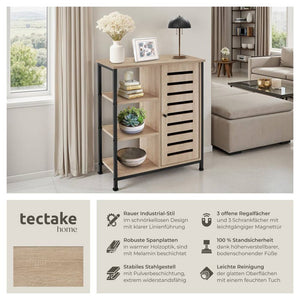 Sideboard Industrial Holz hell, Eiche Sonoma Türanschlag rechts