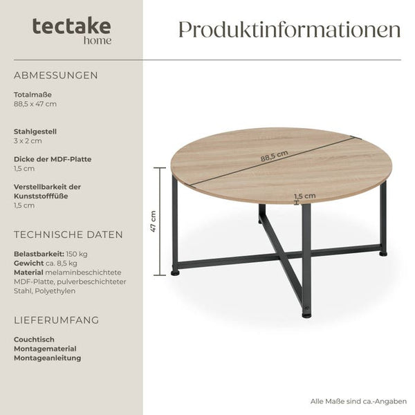 Couchtisch Aberdeen Industrial Holz hell, Eiche Sonoma