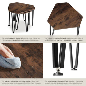 Beistelltisch-Set Torquay Industrial Holz dunkel, rustikal