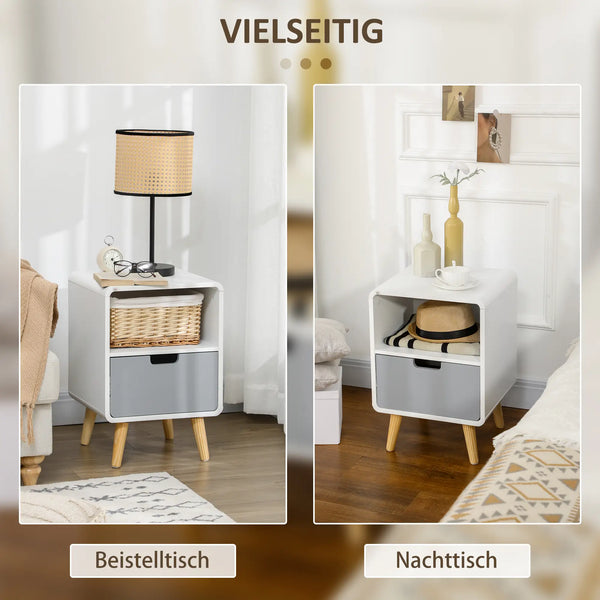 Nachttisch Nachtkommode Nachtschrank mit Schublade Weiss