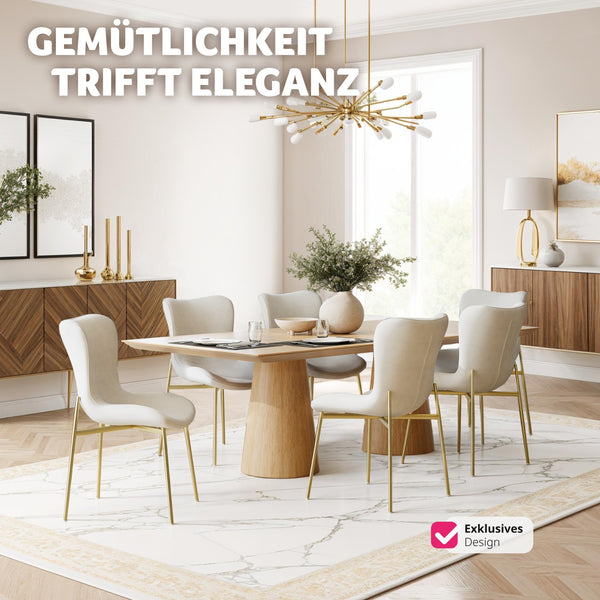 Polsterstuhl Tessa Samt beige/gold 6er Set