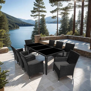 Aluminium Rattan Sitzgruppe Menorca schwarz