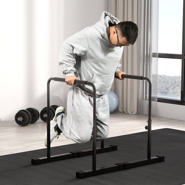 Dip Barren 2er-Set höhenverstellbar 80-100cm rutschfest für Krafttraining Schwarz
