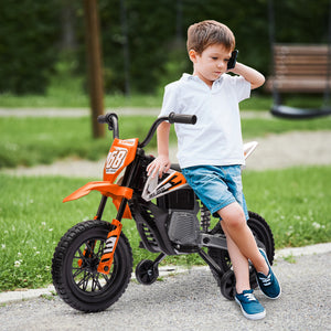 Elektro-Kindermotorrad Dirt-Bike 12V mit Musik und Stützrädern 3-6 Jahre orange