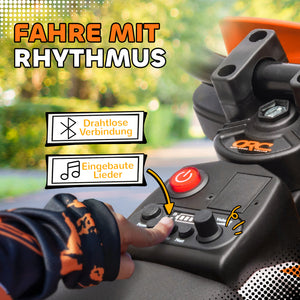 Elektro-Kindermotorrad Dirt-Bike 12V mit Musik und Stützrädern 3-6 Jahre orange