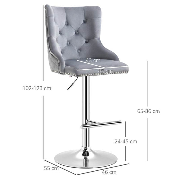 2er Set Barhocker höhenverstellbar Grau