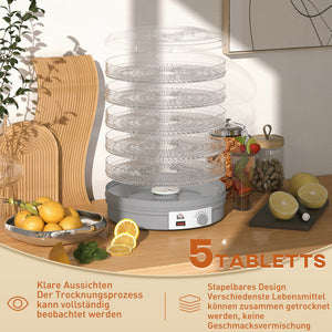 Dörrautomat mit 5 Ebenen und Temperaturregelung für Lebensmittel