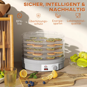 Dörrautomat mit 5 Ebenen und Temperaturregelung für Lebensmittel