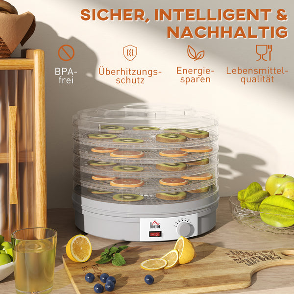 Dörrautomat mit 5 Ebenen und Temperaturregelung für Lebensmittel