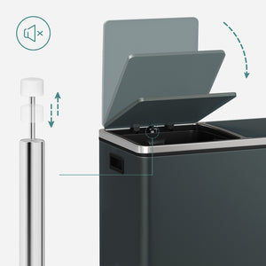 Doppel-Mülleimer Abfalleimer Absenkautomatik 60L Metall Rauchgrau