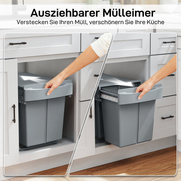 Doppel Mülleimer ausziehbar für Küchenschrank Küche 2x20L