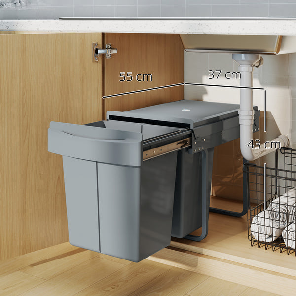 Doppel Mülleimer ausziehbar für Küchenschrank Küche 2x20L