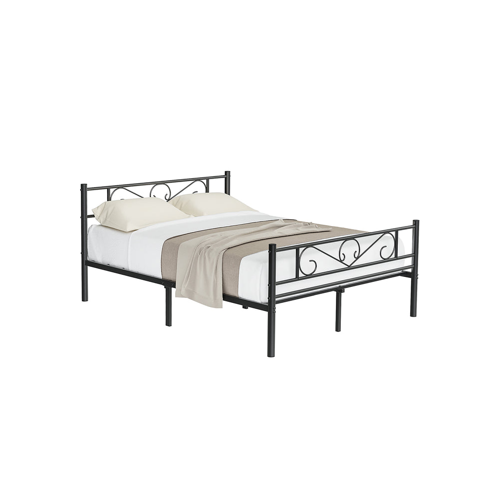 Double bed with metal frame, 140 x 190 cm, black