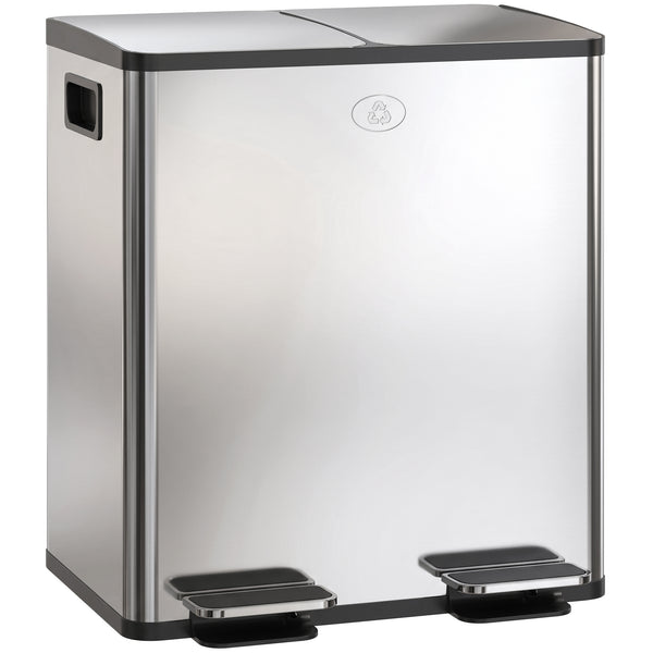 Doppelmülleimer mit Pedal für Küche 2x20L Edelstahl
