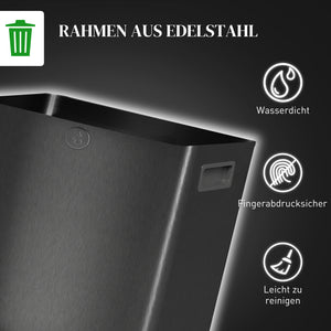 Doppelmülleimer mit Pedal 30L Edelstahl schwarz