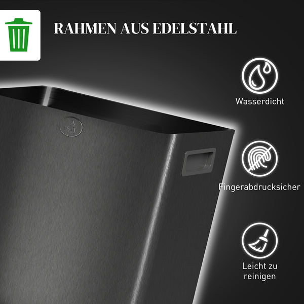 Doppelmülleimer mit Pedal 30L Edelstahl schwarz