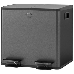 Doppelmülleimer mit Pedal 30L Edelstahl schwarz