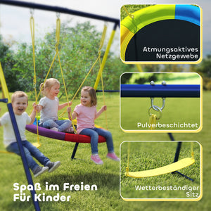 Doppelschaukel mit Nestschaukel und Gurtschaukel für Kinder 3-8 Jahre
