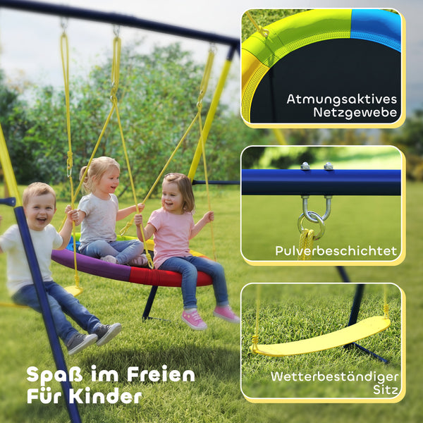 Doppelschaukel mit Nestschaukel und Gurtschaukel für Kinder 3-8 Jahre