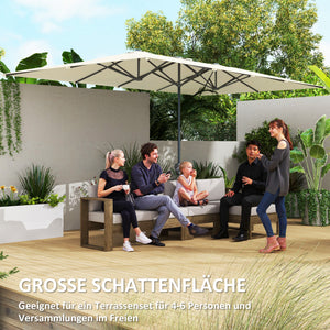 Doppelsonnenschirm gross mit Kurbelsystem cremeweiss