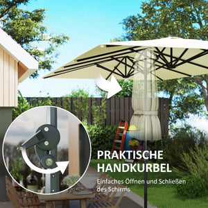 Doppelsonnenschirm gross mit Kurbelsystem cremeweiss