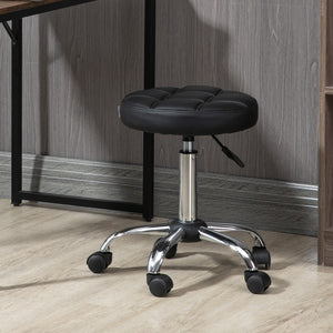 Drehhocker höhenverstellbar für Salon Kunstleder schwarz silber