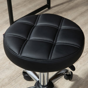 Drehhocker höhenverstellbar für Salon Kunstleder schwarz silber