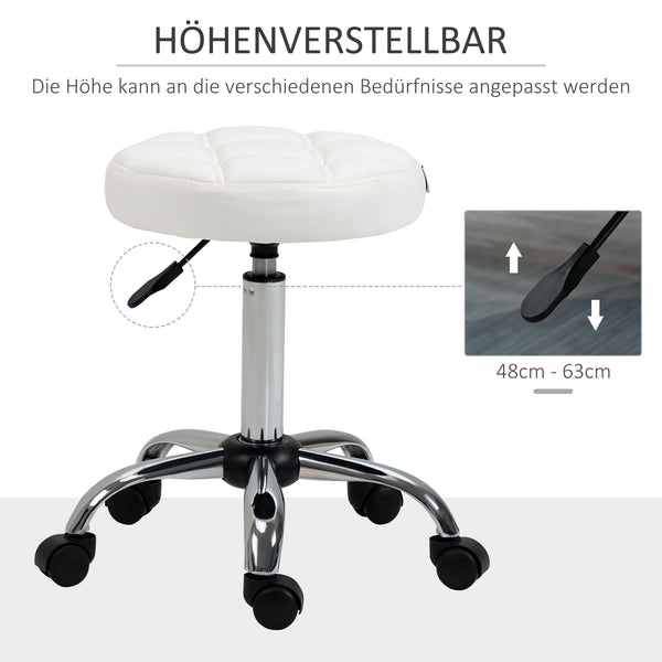 Drehhocker höhenverstellbar Kunstleder weiss