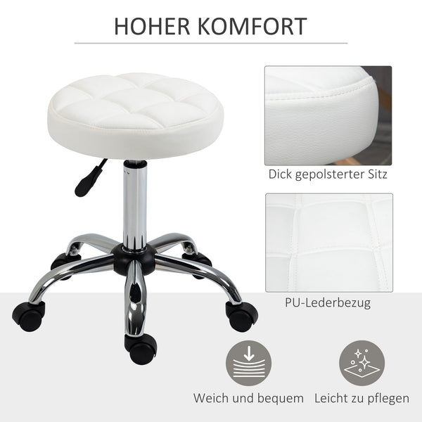 Drehhocker höhenverstellbar Kunstleder weiss