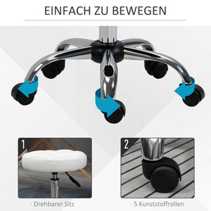 Drehhocker höhenverstellbar Kunstleder weiss