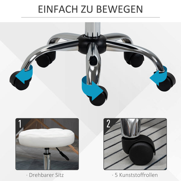 Drehhocker höhenverstellbar Kunstleder weiss