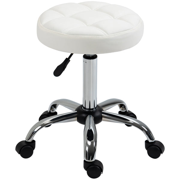 Drehhocker höhenverstellbar Kunstleder weiss