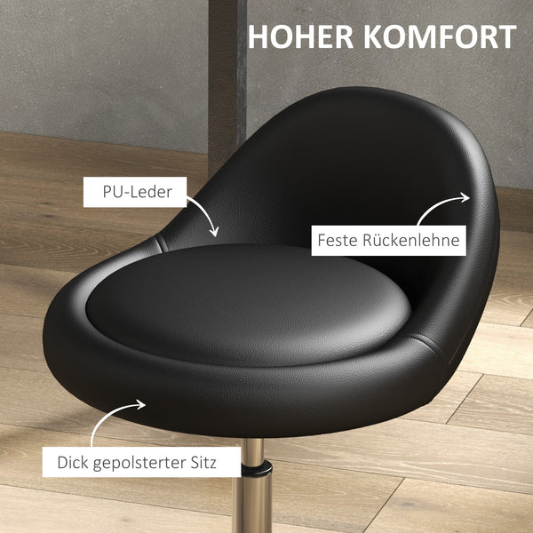 Drehhocker höhenverstellbar mit Rollen für Büro und Praxis schwarz
