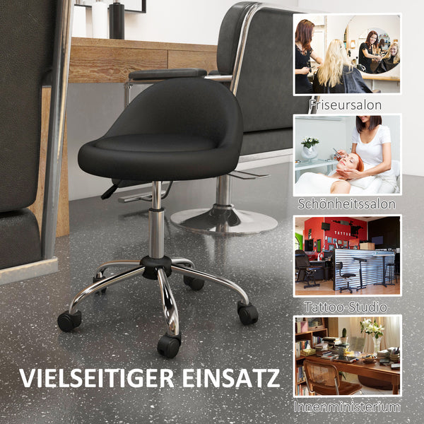 Drehhocker höhenverstellbar mit Rollen für Büro und Praxis schwarz